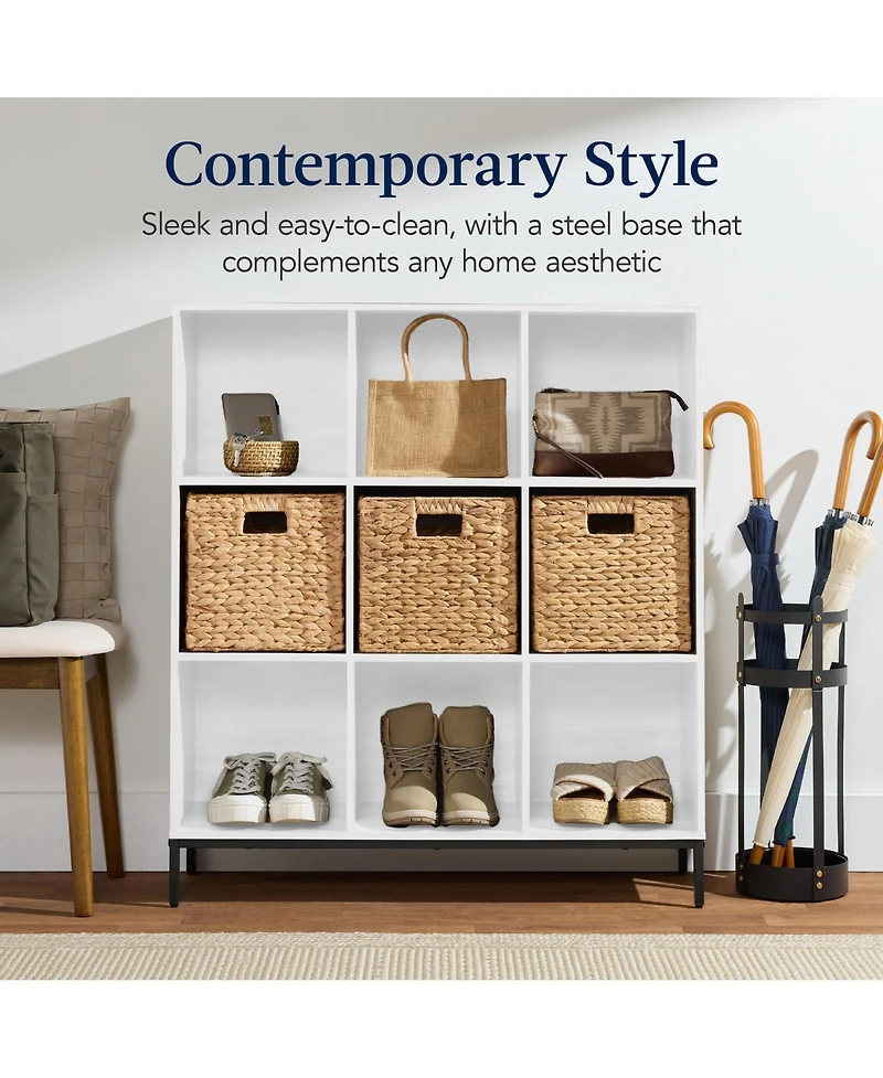 Best Choice Products Elevated 9-Cube Storage Organizer, 11in Shelf, Bookcase, Display w/ Metal Legs