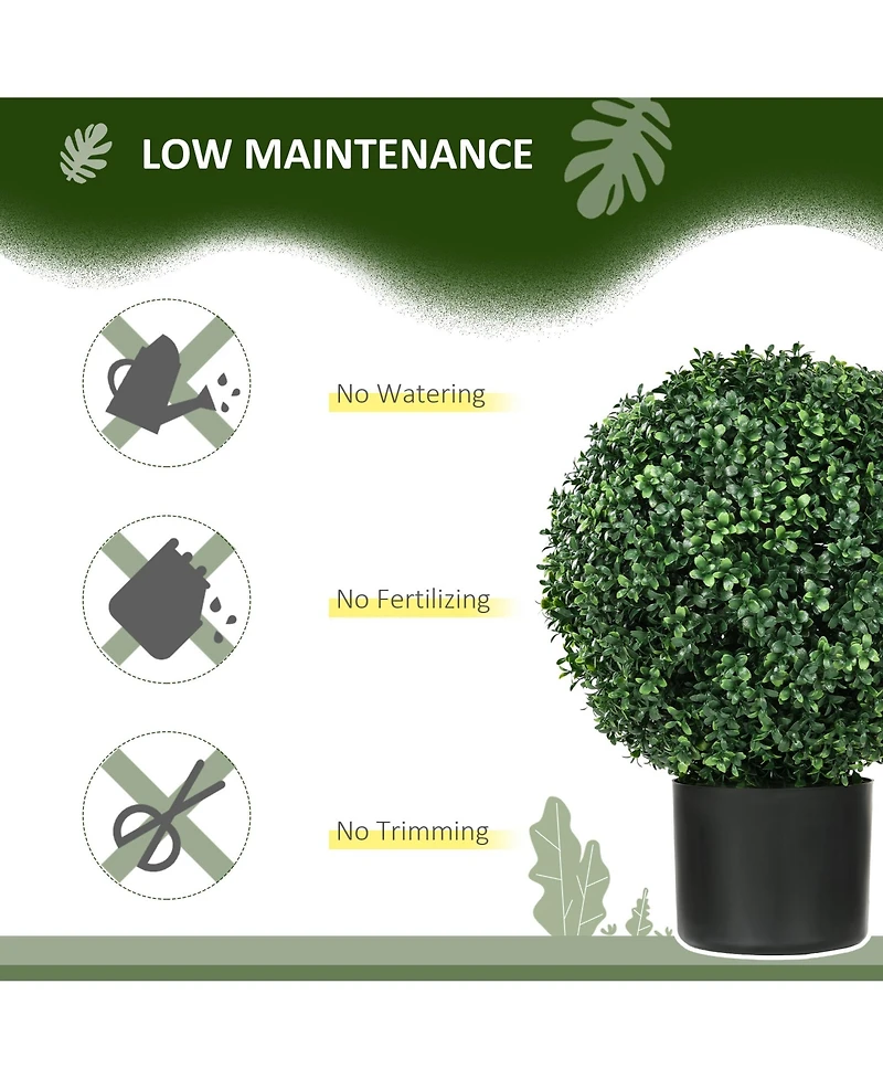 Homcom 2 Pack of Artificial Tree Boxwood Topiaries with Pots for Outdoor & Indoor