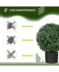 Homcom 2 Pack of Artificial Tree Boxwood Topiaries with Pots for Outdoor & Indoor
