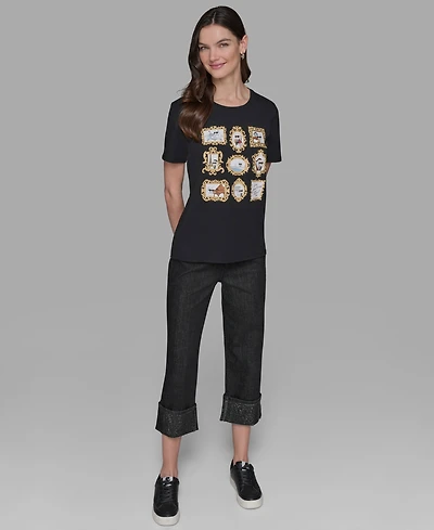 Karl Lagerfeld Paris Women's Short-Sleeve Portrait T-Shirt