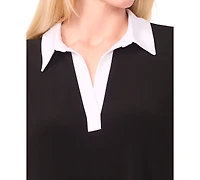 Msk Plus Shirt Collared Shift Dress