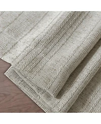 Awesome Home Linen Blend Solid Striped Room Darkening Curtains Pair