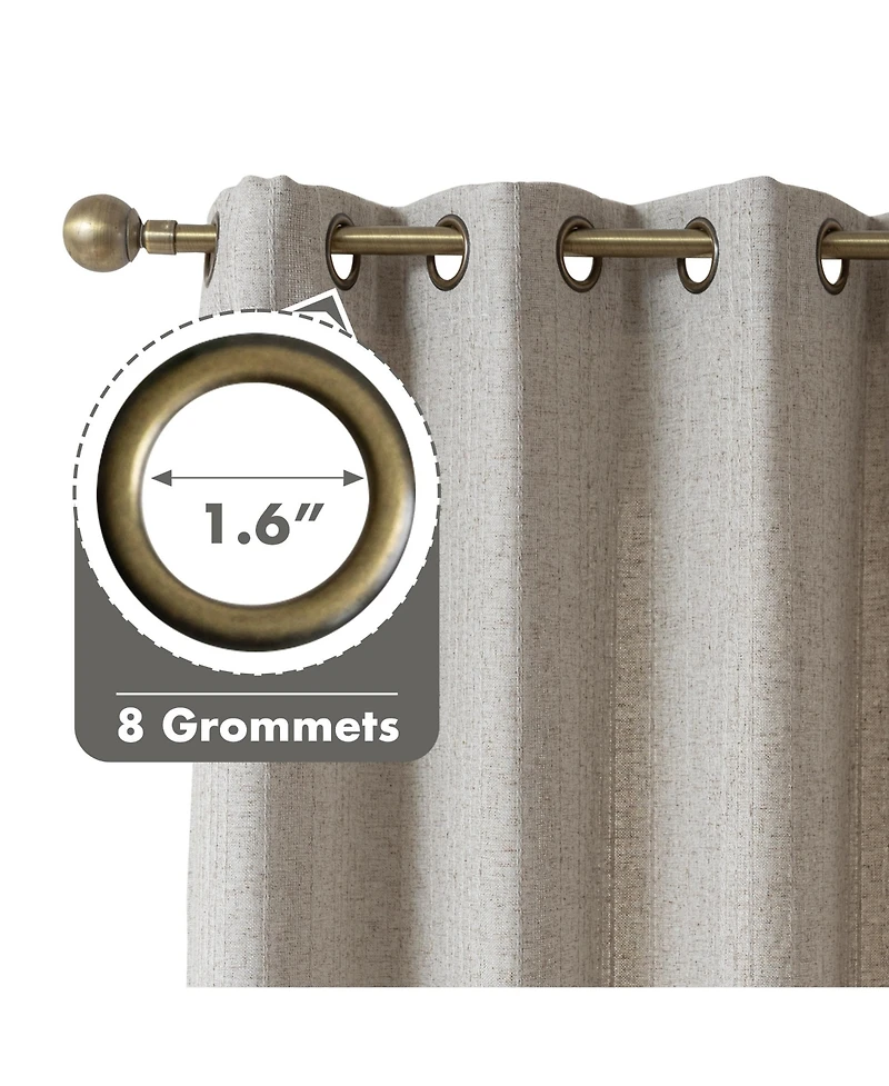 Awesome Home Linen Blend Solid Striped Room Darkening Curtains Pair