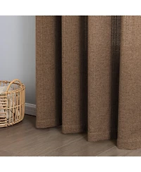 Awesome Home Linen Blend Solid Striped Room Darkening Curtains Pair