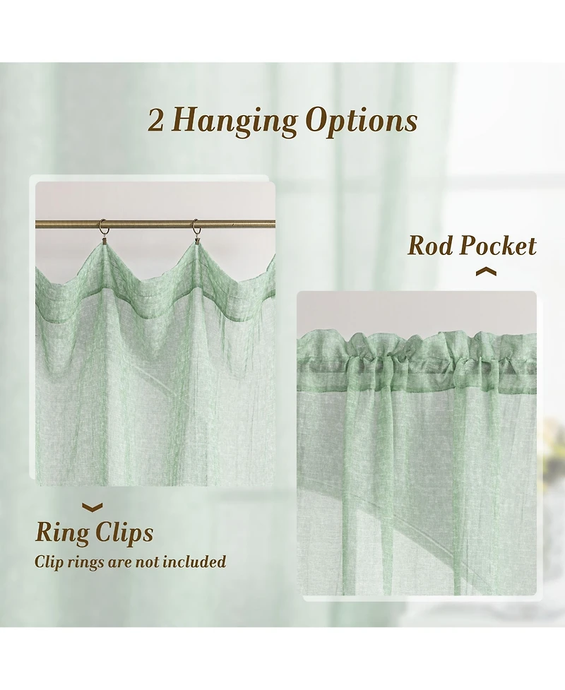 Awesome Home Crinkle Textured Semi-Sheer Rod Pocket Curtains Pair