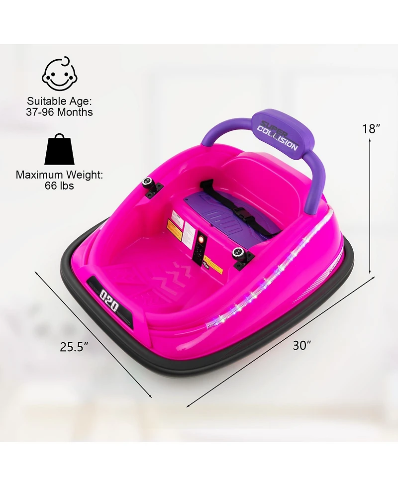 Sugift 12V Kids Bumper Car Ride on Toy with Remote Control and 360 Degree Spin Rotation