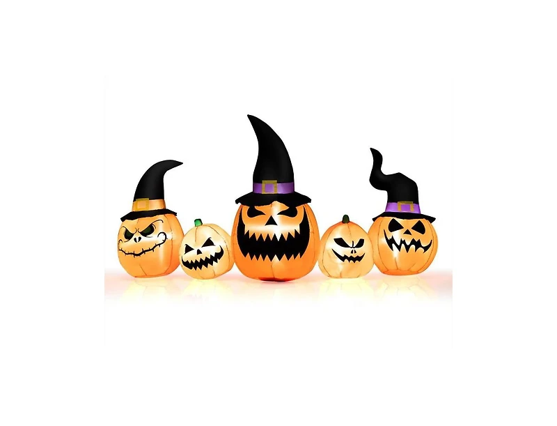 Mondawe 8 ft Inflatable Pumpkin Family Waterproof Halloween Yard Decoration with Led Lights
