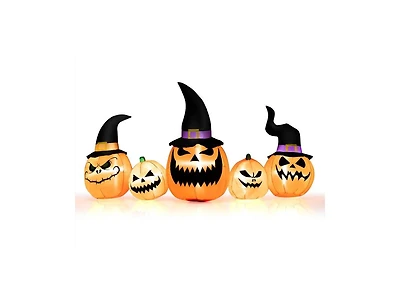 Mondawe 8 ft Inflatable Pumpkin Family Waterproof Halloween Yard Decoration with Led Lights