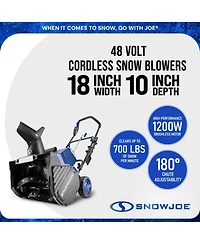 Snow Joe 24 V Snow Blower Ionmax, 2x4.0-Ah Batteries, Dual Port Charger, & Cover
