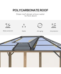 Outsunny 10' x 12' Hardtop Gazebo Canopy with Polycarbonate Roof, Top Vent and Aluminum Frame, Permanent Pavilion Outdoor Gazebo with Netting, for Pat