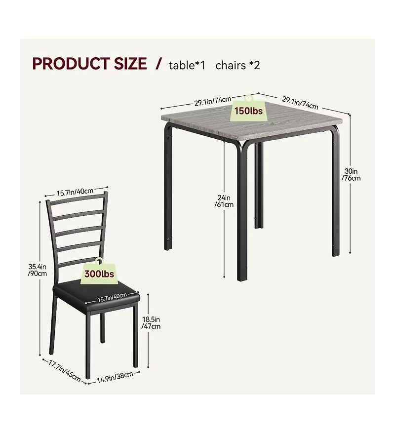 gaomon 3 - Piece Dining Set