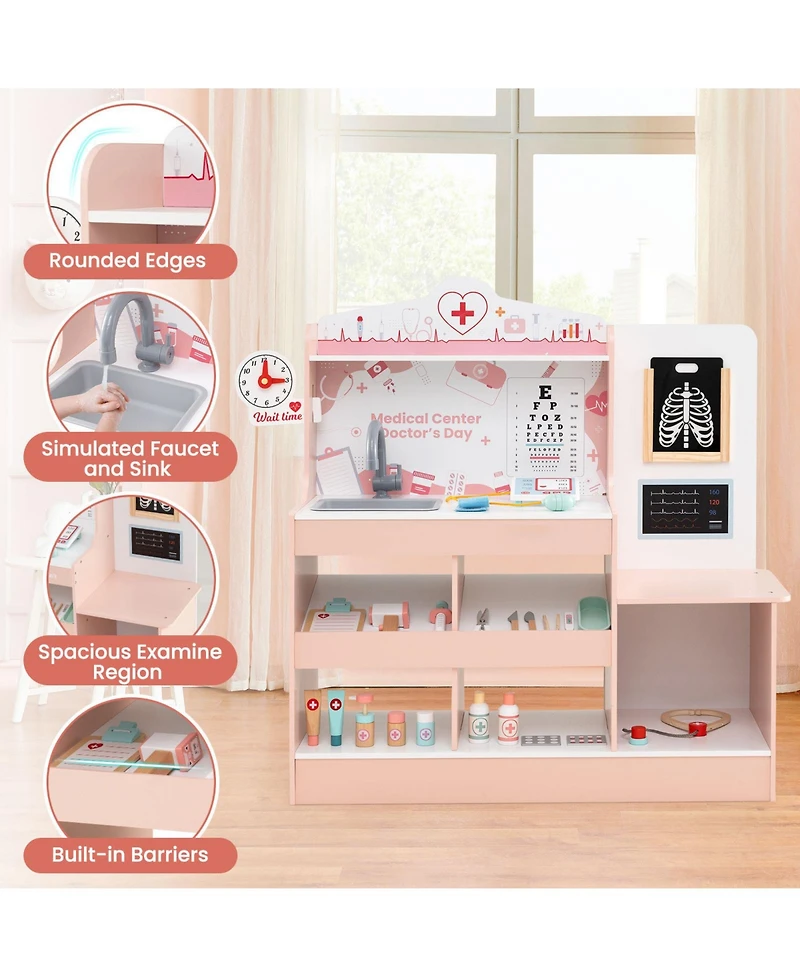 Skonyon Wooden Doctor Playset with 24 Accessories and Storage