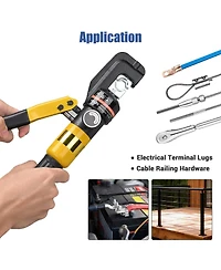 Yescom Hydraulic Wire Crimping Tool with Cable Cutter for Battery Cable Lug Terminal 1/8" to 3/16" Deck Railing Hardware