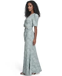 Jessica Howard Women's V-Neck Bow Detail Faux Wrap Gown