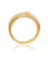 Suzy Levian Yellow Sterling Silver White Cubic Zirconia Buckle Ring