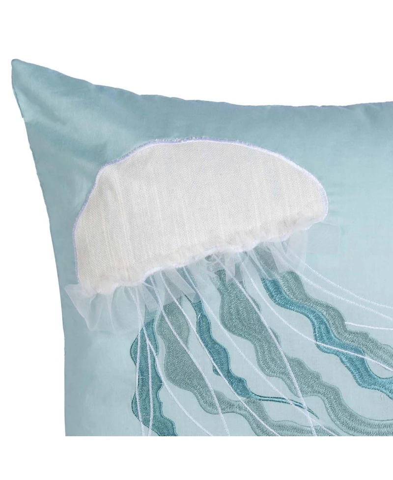 C&F Home Sea Glass Jellyfish Embroidered Throw Pillow, 18" x 18