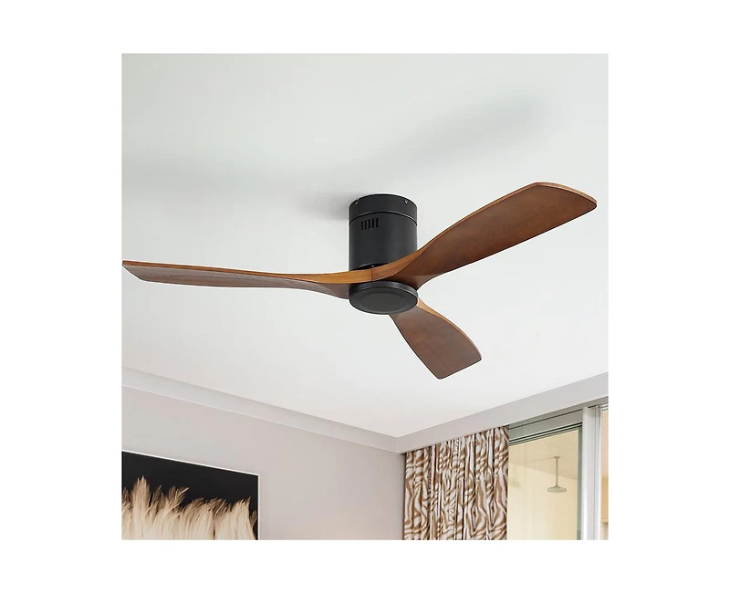 Sofucor 52-inch Modern Black 3-Blade Ceiling Fan with Remote Control and Supporting Mobile Device Connection
