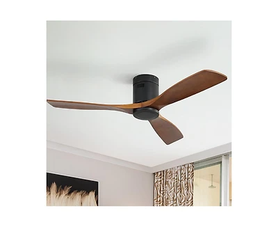 Sofucor 52-inch Modern Black 3-Blade Ceiling Fan with Remote Control and Supporting Mobile Device Connection