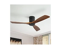 Sofucor 52-inch Modern Black 3-Blade Ceiling Fan with Remote Control and Supporting Mobile Device Connection