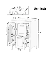 Casainc 24" Bathroom Vanity with Sink, 2 Drawers and Door, Adjustable Shelf