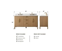 Casainc 60" Double Bathroom Vanity with Carrara Engineered Stone Top, Ceramic Sink and Soft-Close Drawers