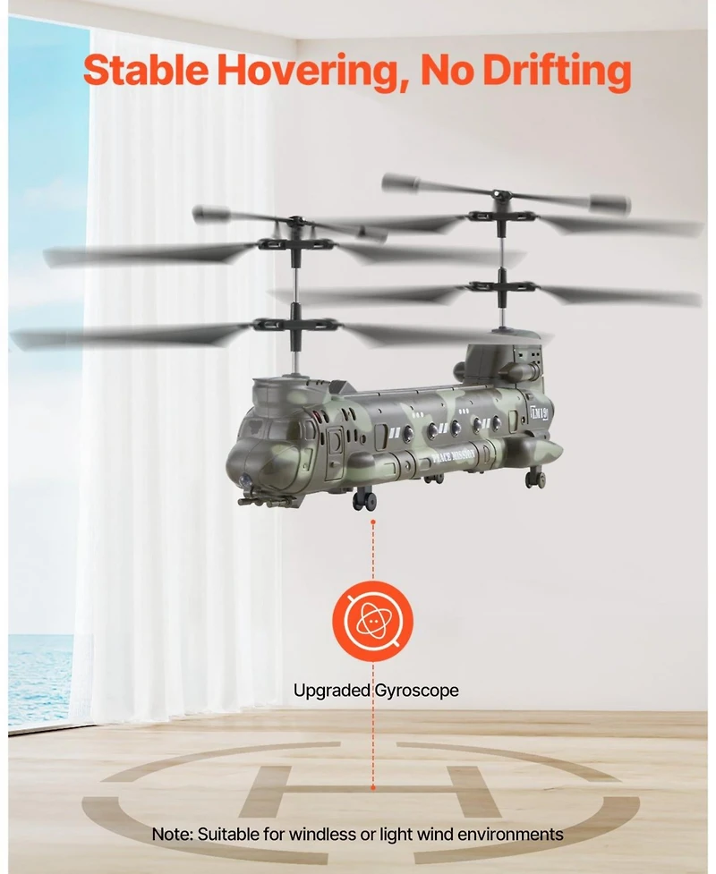 Mecale Rc Helicopter, 2.4GHz Military 3.5-Channel with Led Lights, 20 Min Flight, One-Key Takeoff/Landing Toy for Kids 8