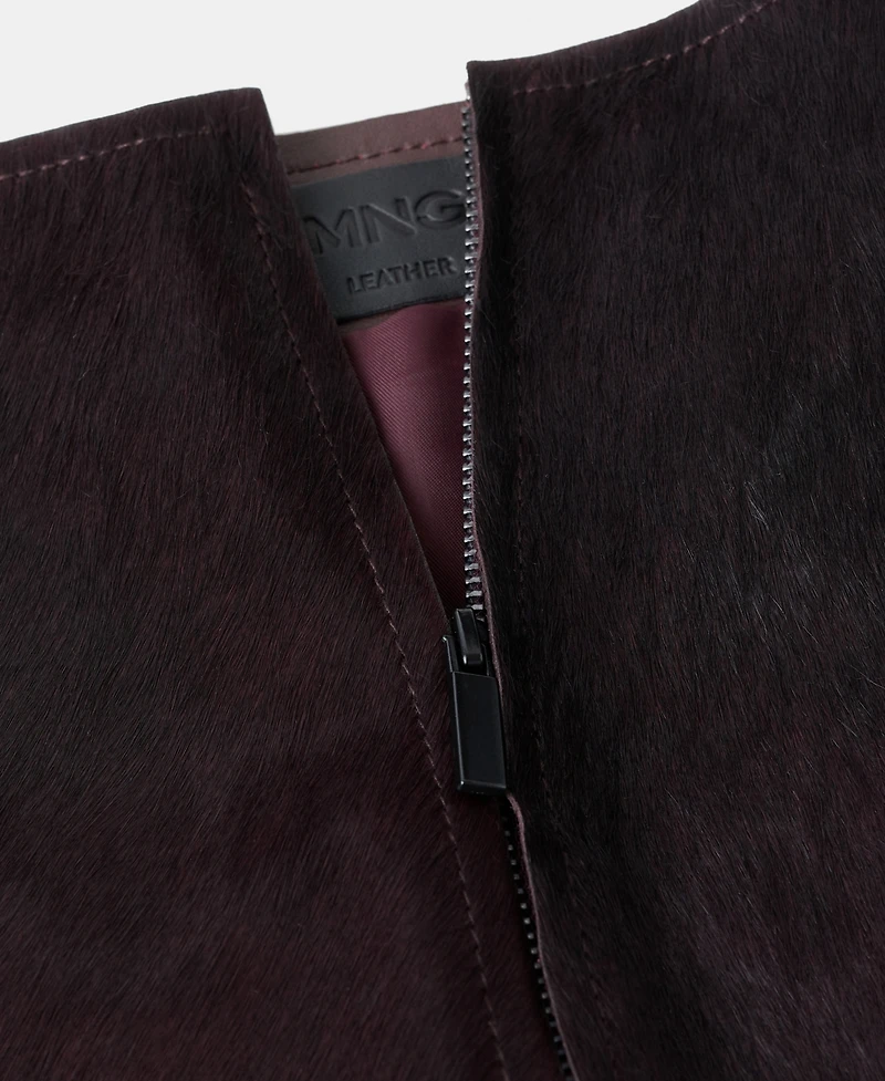 Mango Women's Fur Leather Mini-Skirt