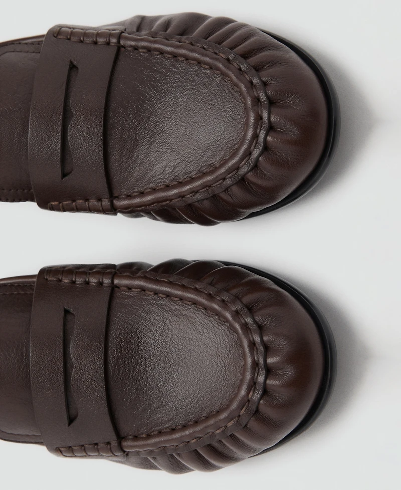 Mango Women's Leather Penny Loafers