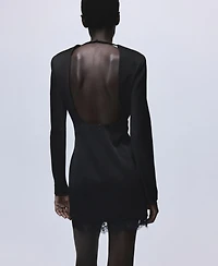 Mango Women's Lace Trim Hem Open-Back Dress