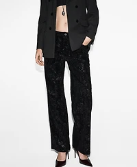 Mango Women's Sequins Straight-Leg Pants