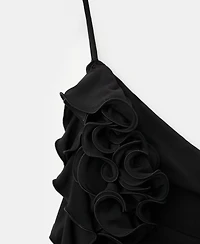 Mango Women's Ruffle Trim Ruched Asymmetrical Top