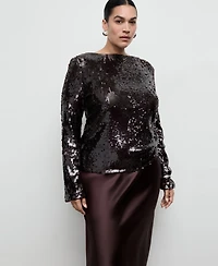 Mango Women's Bell-Sleeved Sequins Top