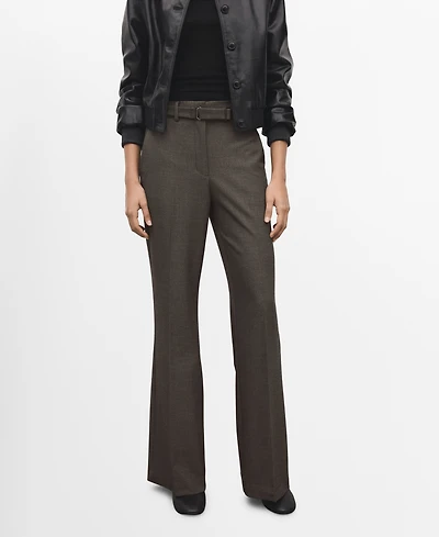Mango Women's Belt Straight-Fit Pants