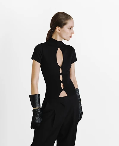 Mango Women's Cut-Out Perkins-Neck Sweater