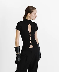 Mango Women's Cut-Out Perkins-Neck Sweater