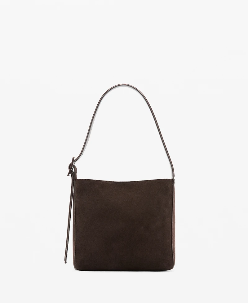 Mango Women's Suede Leather Shopper Bag