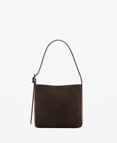 Mango Women's Suede Leather Shopper Bag