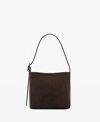 Mango Women's Suede Leather Shopper Bag