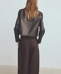 Mango Women's Pockets Faux-Leather Jacket