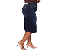 Slink Jeans Women's Denim Midi Skirt 28"length with side vents - Emma