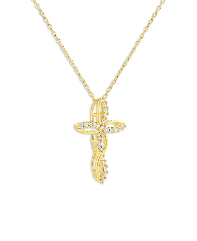 Holiday Lane Cubic Zirconia Cross Pendant Necklace, Macy's Exclusive