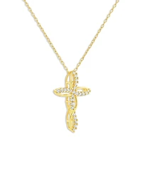Holiday Lane Cubic Zirconia Cross Pendant Necklace, Macy's Exclusive