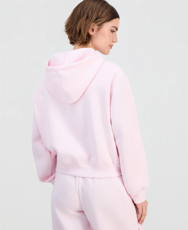 Madden Girl Juniors' Zip-Front Printed Pipping Drawstring Hoodie