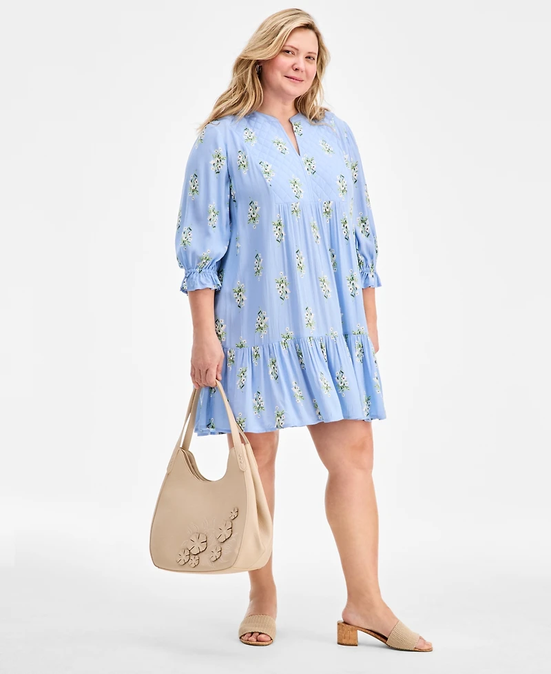 Style & Co Plus Printed Quilted Dress, Macy's Exclusive