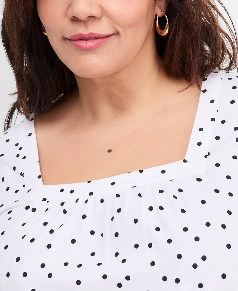 Style & Co Plus Short Flutter-Sleeve Square-Neck Knit Top