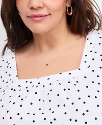 Style & Co Plus Short Flutter-Sleeve Square-Neck Knit Top