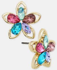 Karl Lagerfeld Paris Multicolor Crystal Flower Stud Earrings