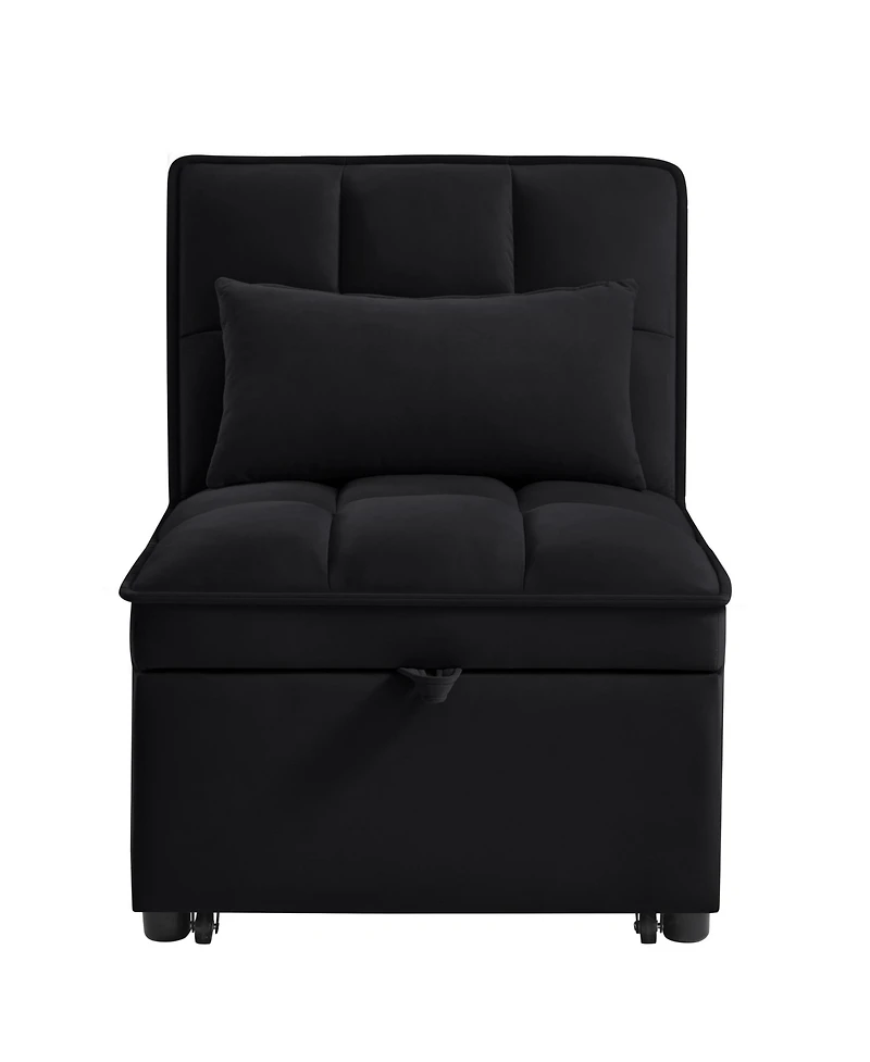 sumyeg 4-in-1 Convertible Sofa Bed with Storage Pockets Adjustable Backrest and Chaise Lounge