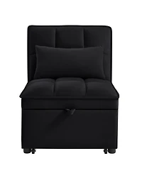 sumyeg 4-in-1 Convertible Sofa Bed with Storage Pockets Adjustable Backrest and Chaise Lounge