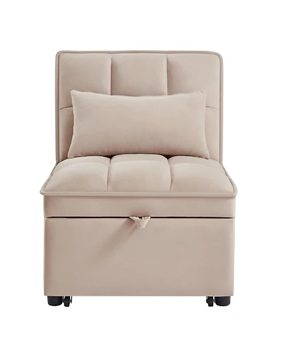sumyeg 4-in-1 Convertible Sofa Bed with Storage Pockets Adjustable Backrest and Chaise Lounge